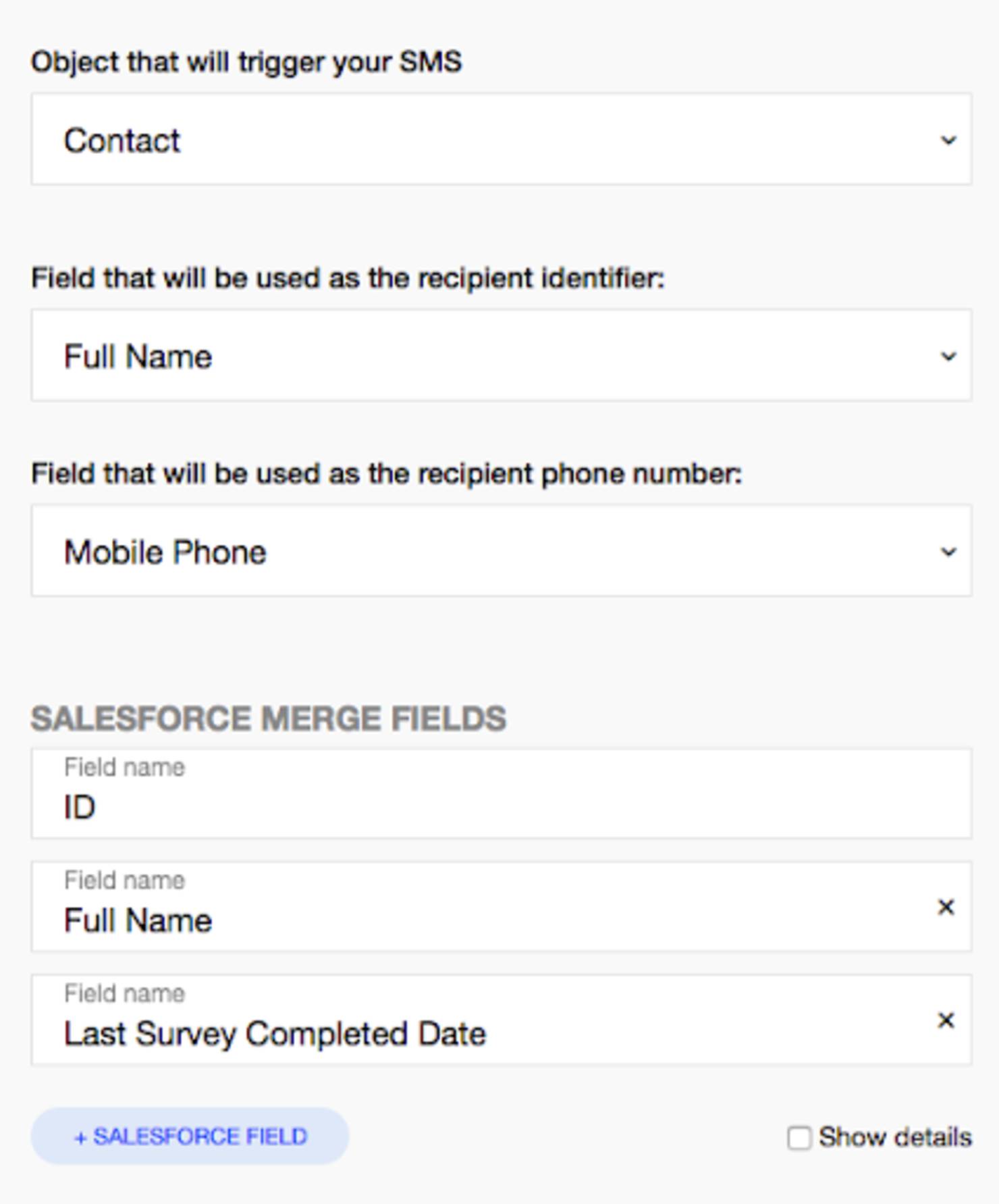 SMS Merge Fields