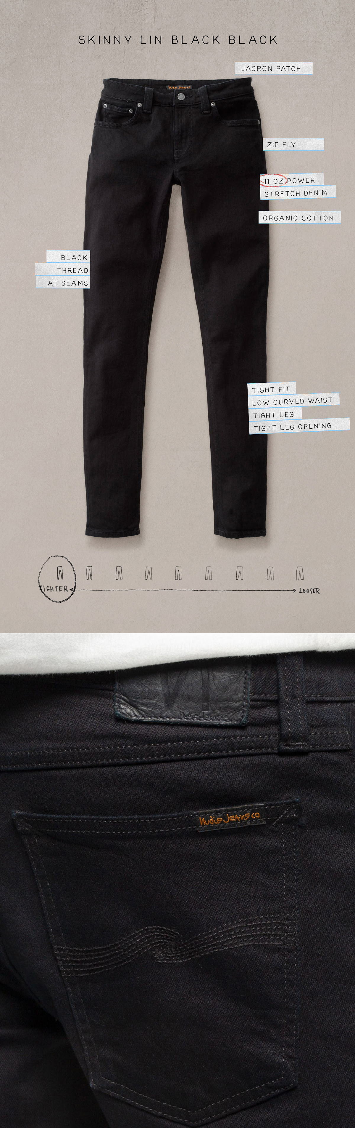 Indigo-Onverdyed Skinny Lin Black Black