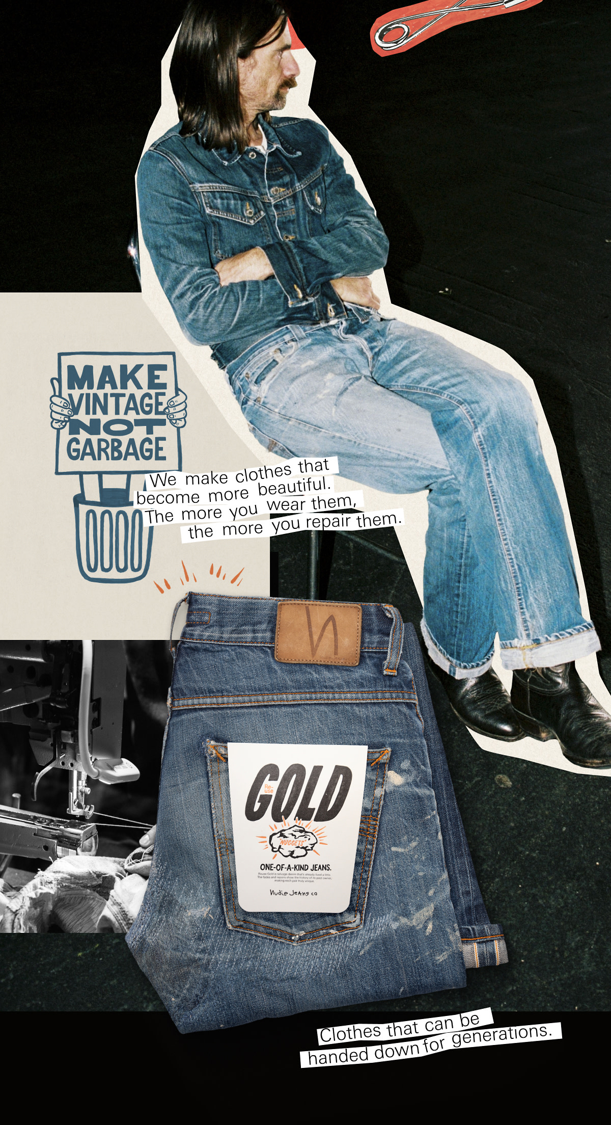 Re-use GOLD One-OF-A-KIND Selvage Jeans