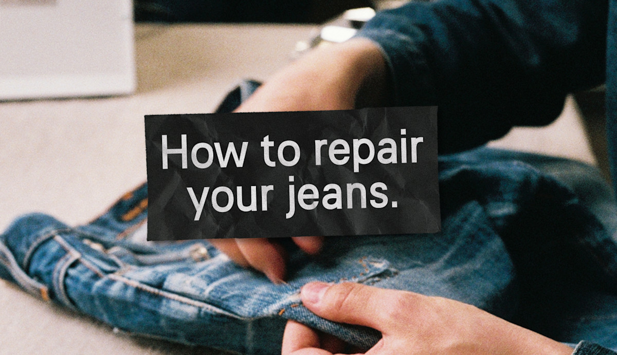 How to repair your jeans using a Nudie Jeans repair kit. Nudie Jeans