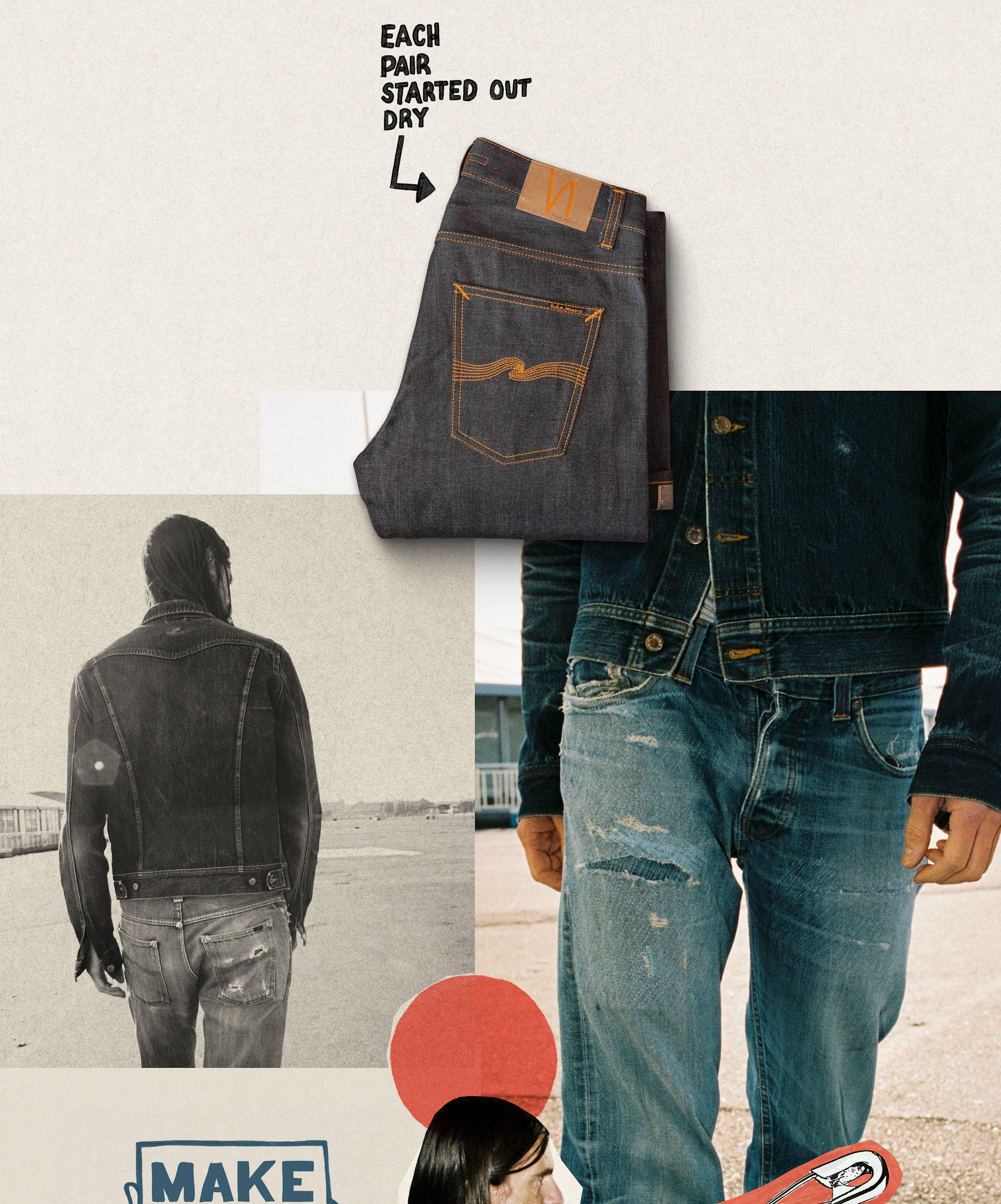 Re-use GOLD One-OF-A-KIND Selvage Jeans
Every Pair starts as a pir of drys