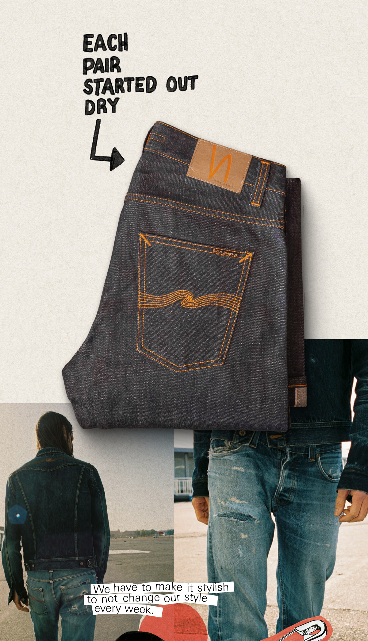 Re-use GOLD One-OF-A-KIND Selvage Jeans
Every Pair starts as a pir of drys