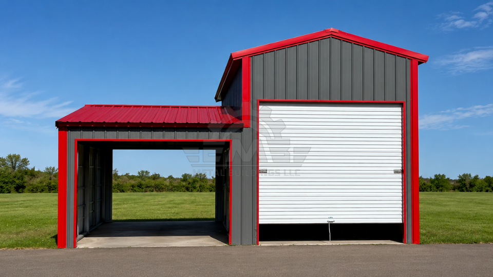 12x30x13 Vertical Roof Tractor Storage Building with Gabled Lean