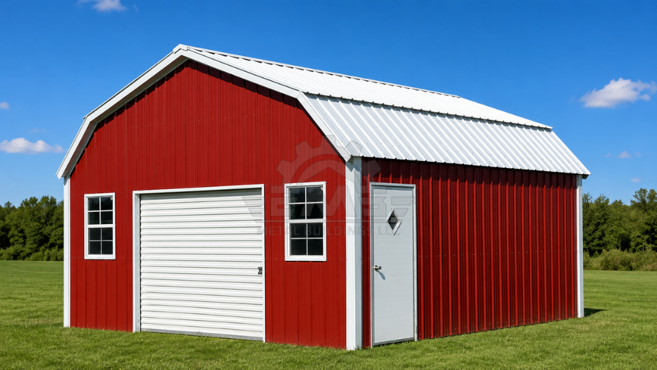 18x20x8 Gambrel Style Steel Barn