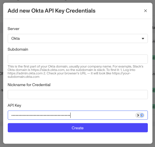 Okta Marketplace Integration - OAuth API Keys
