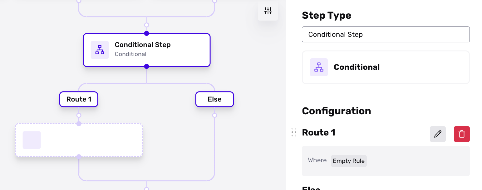 Workflows: Creating a Conditional Step and the Routes panel 