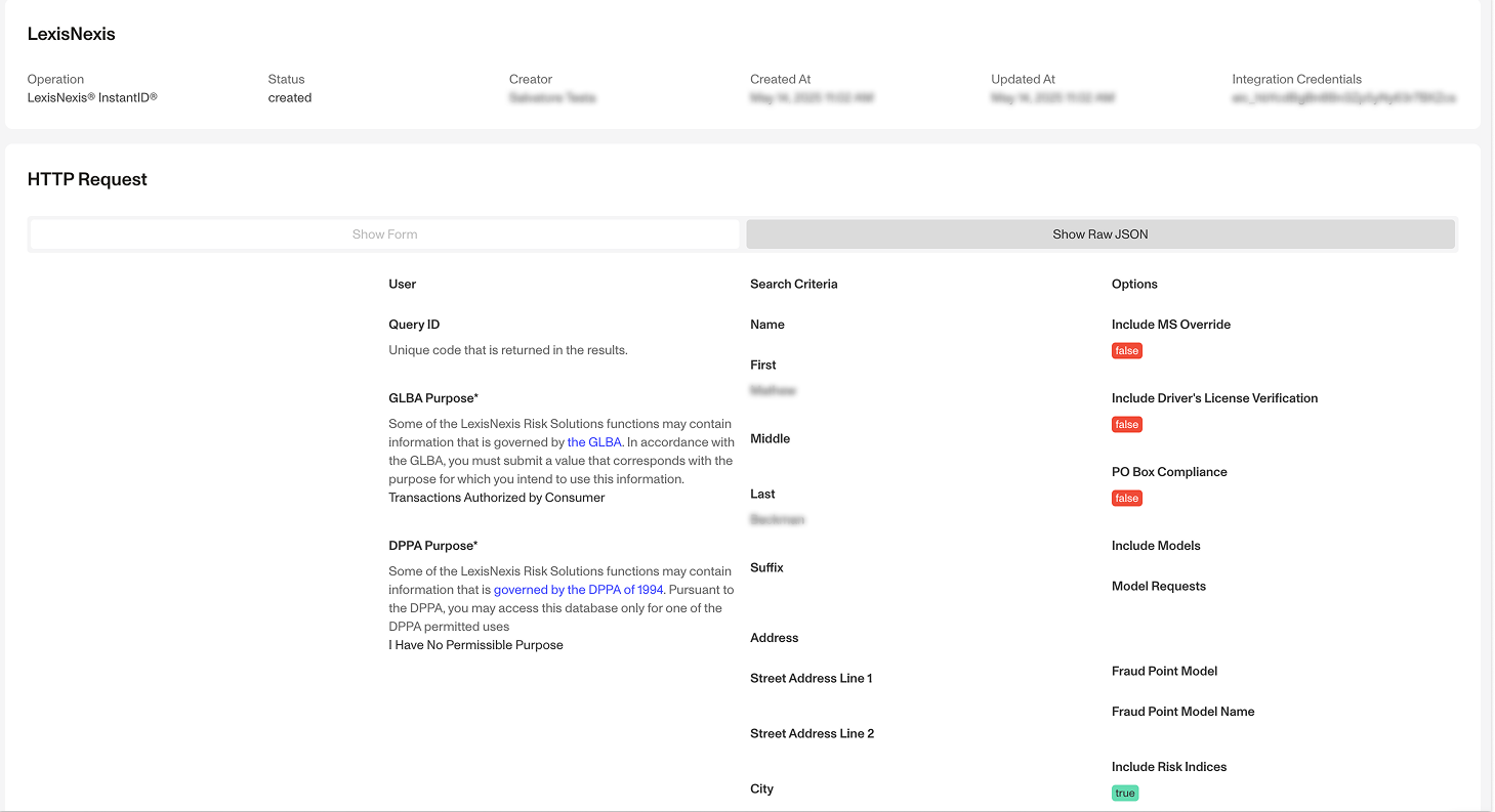 LexisNexis InstantID Risk Assessment