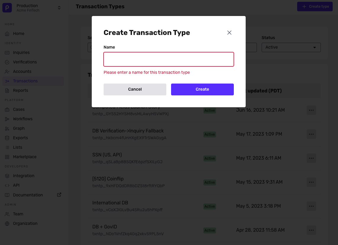 Transaction type