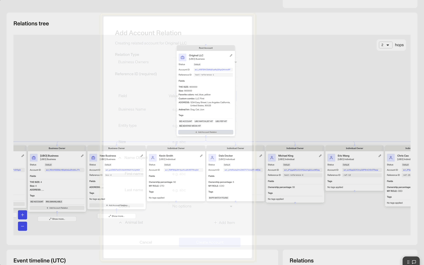 Create new account within Account Relationship Visualization Module