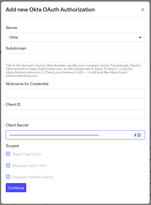 Okta Marketplace Integration - OAuth Authorization