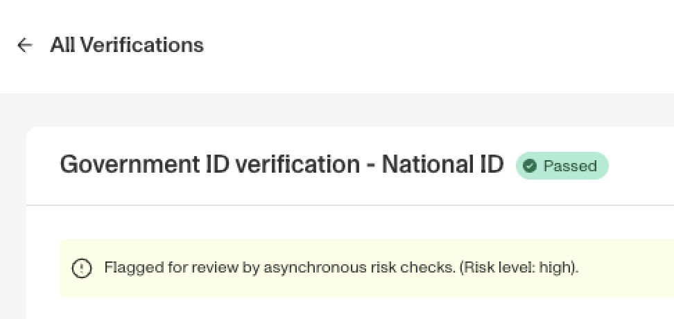 Escalated verification dashboard image