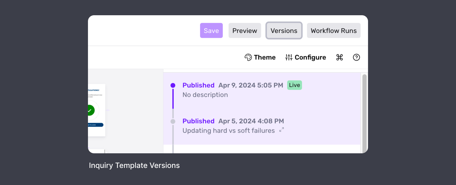 Inquiry Template Versions in Flow Editor