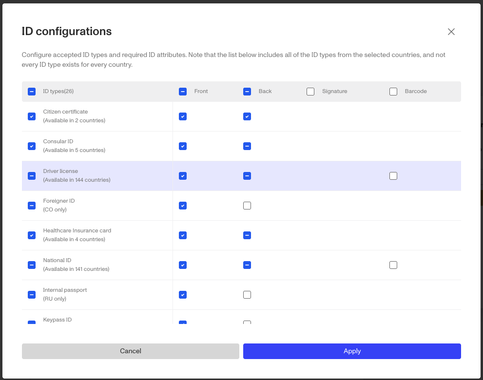 IDConfigurationsScreen