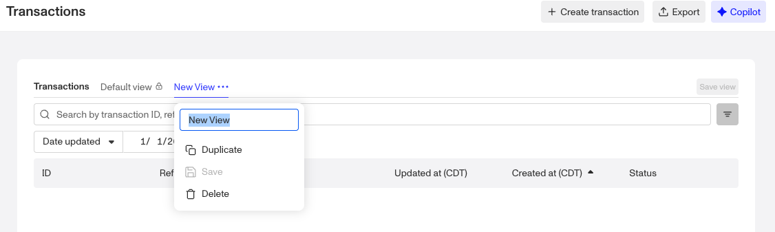 Transactions-View-menu
