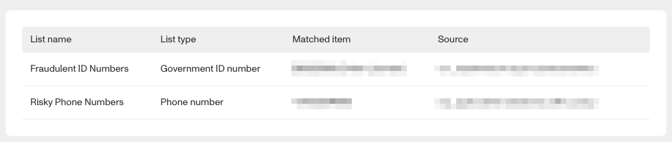 List matches example