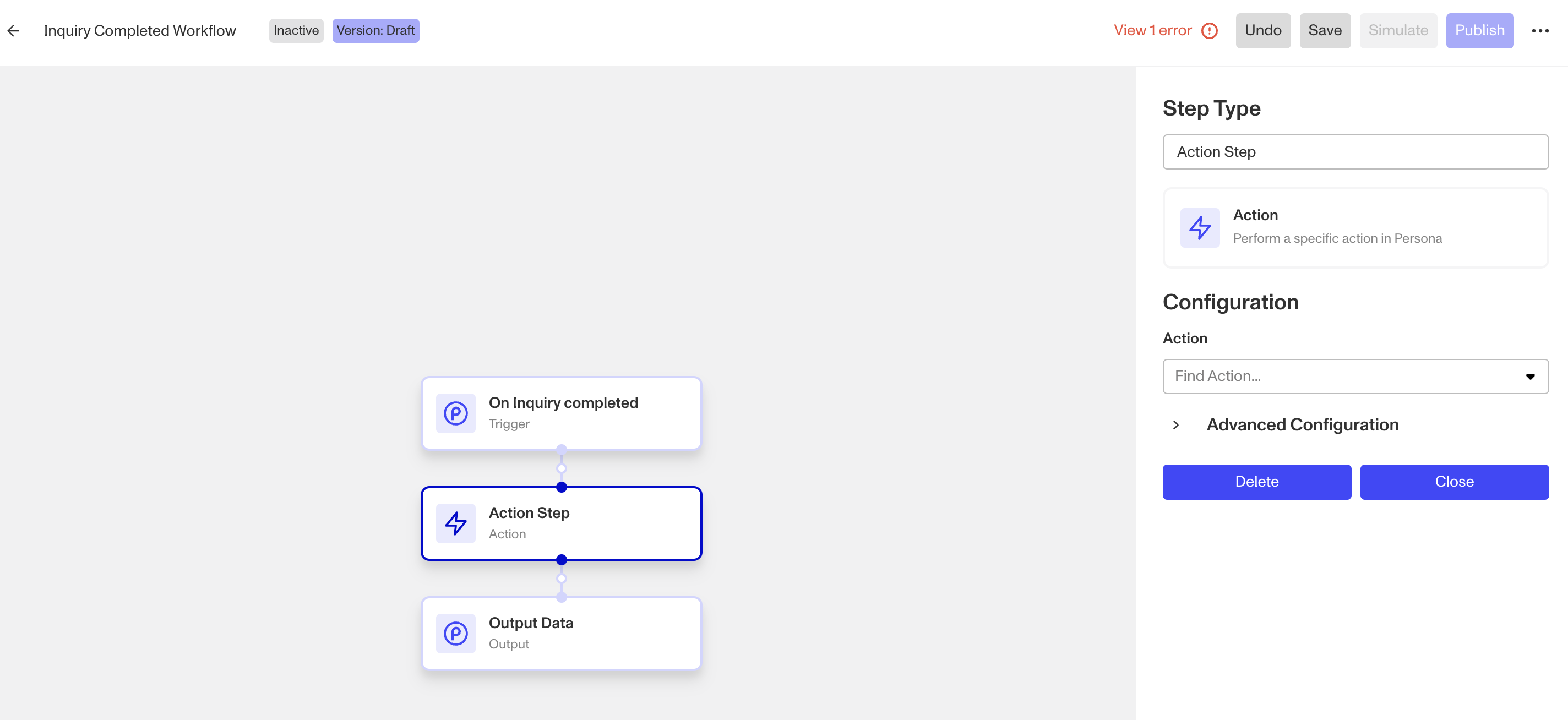 Add an Action Step in Workflows