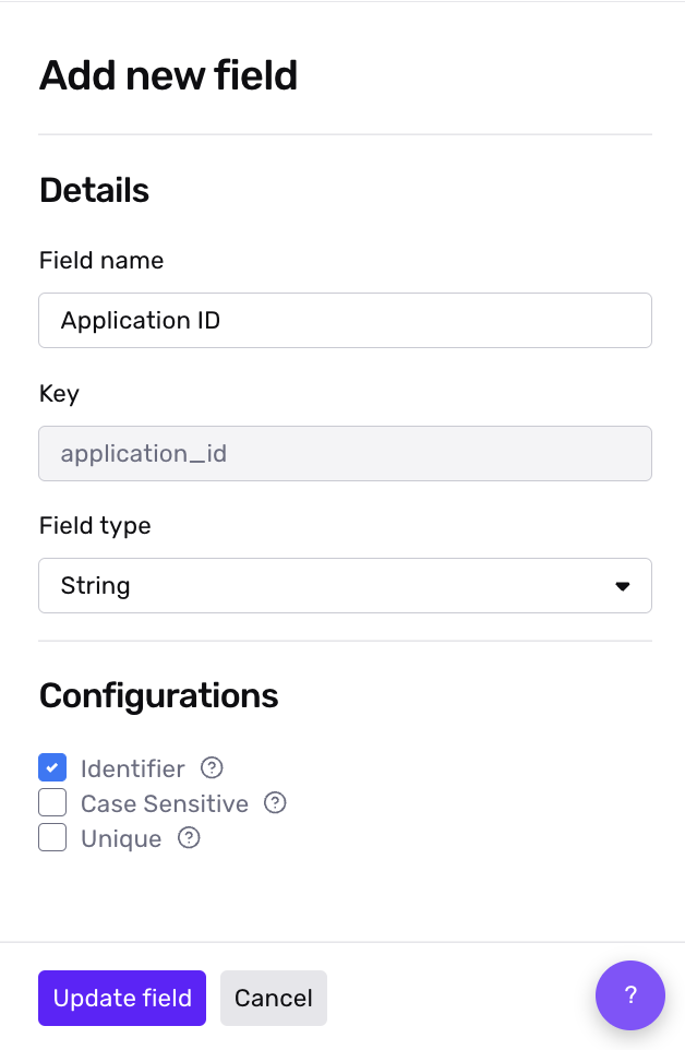 Add new field configurations