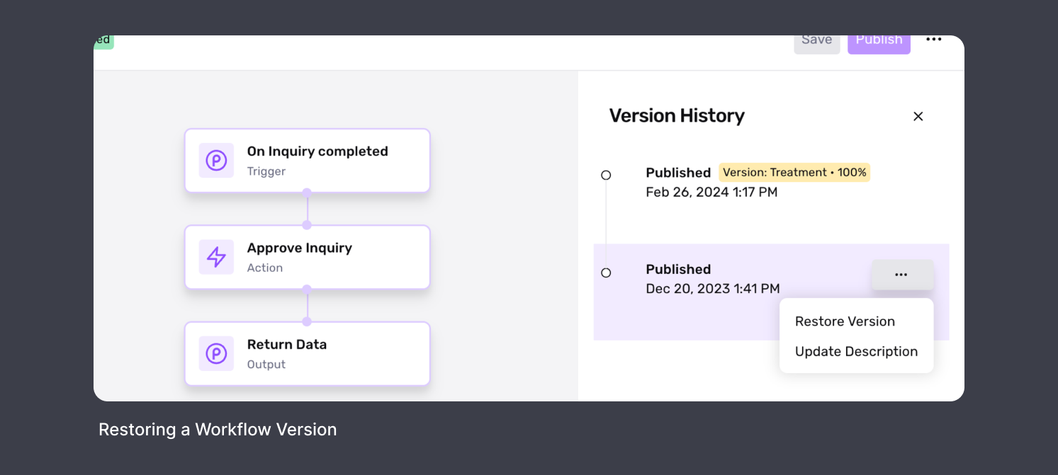 Restore a Workflow Version