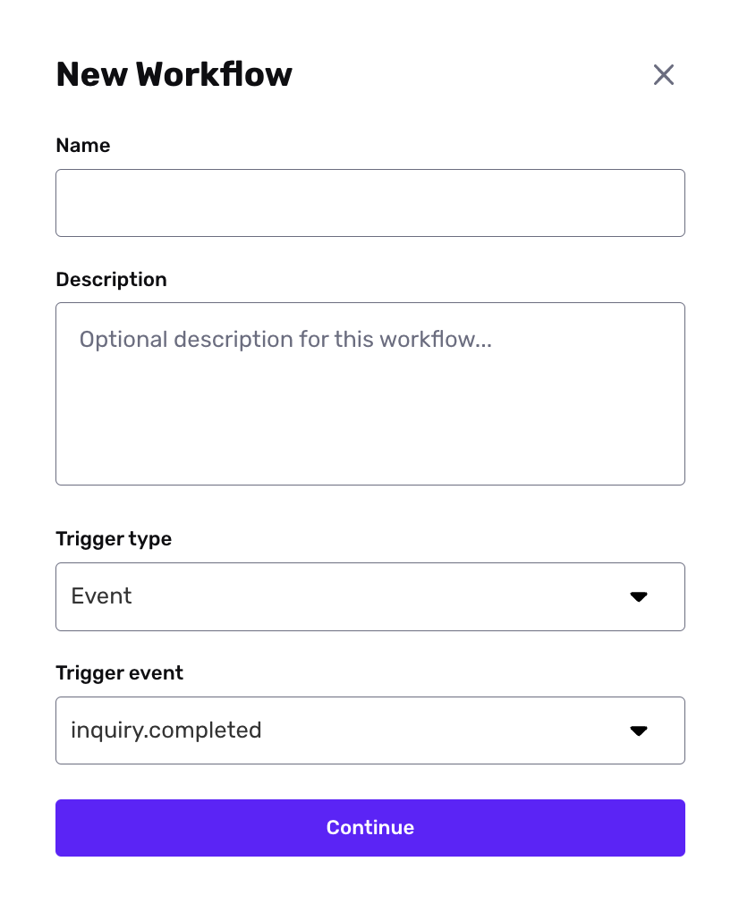 Create New Workflow modal