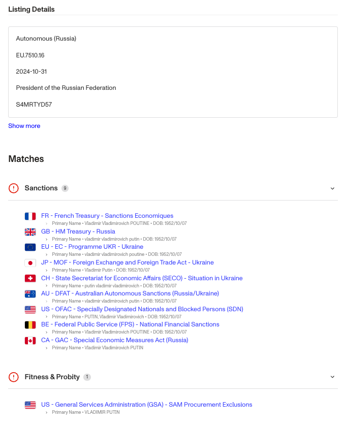Watchlist Report Match Example Part 2