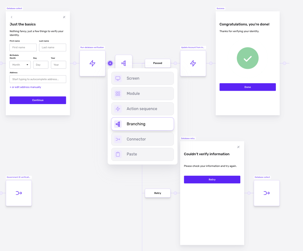 Where to find the Branching Step within Flow Editor