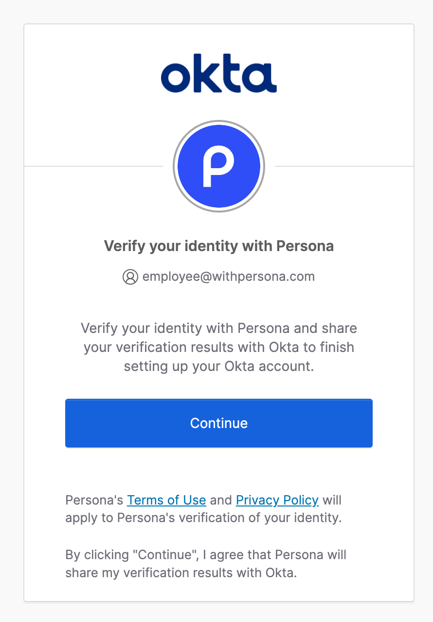 Okta: Verify your identity with Persona