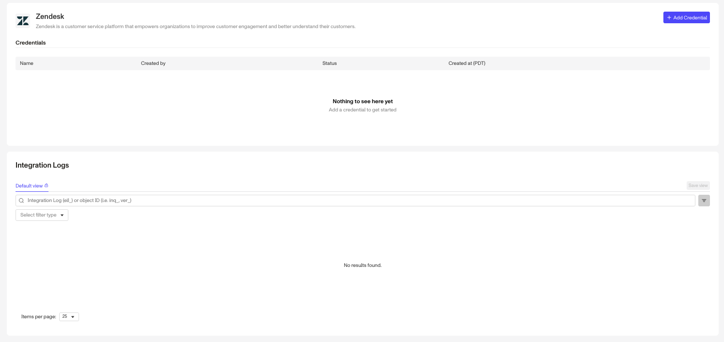 Zendesk in dashboard