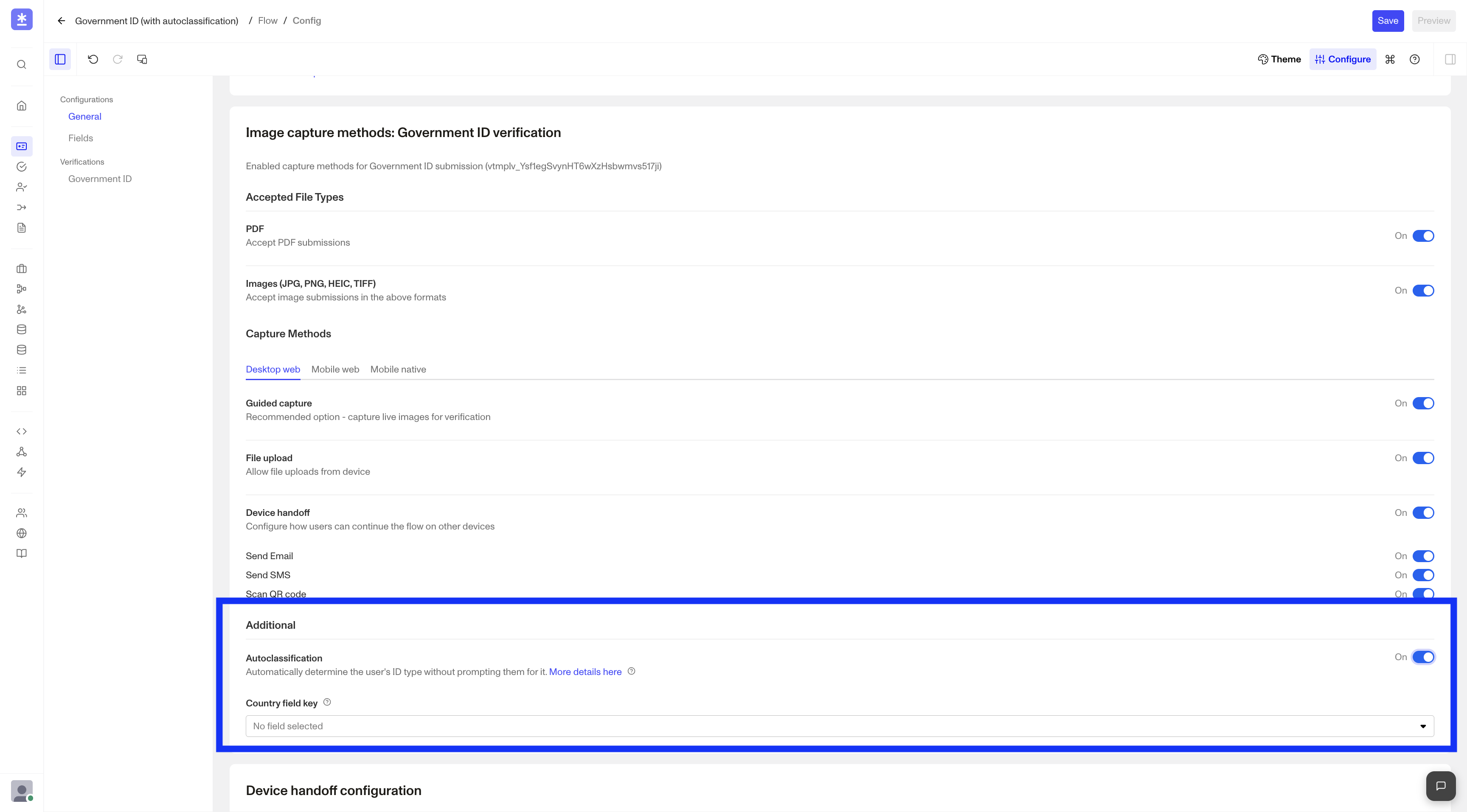 Autoclassification Configuration within Flow Editor