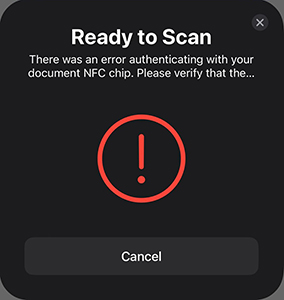 NFC Scan, iOS, Error, Access