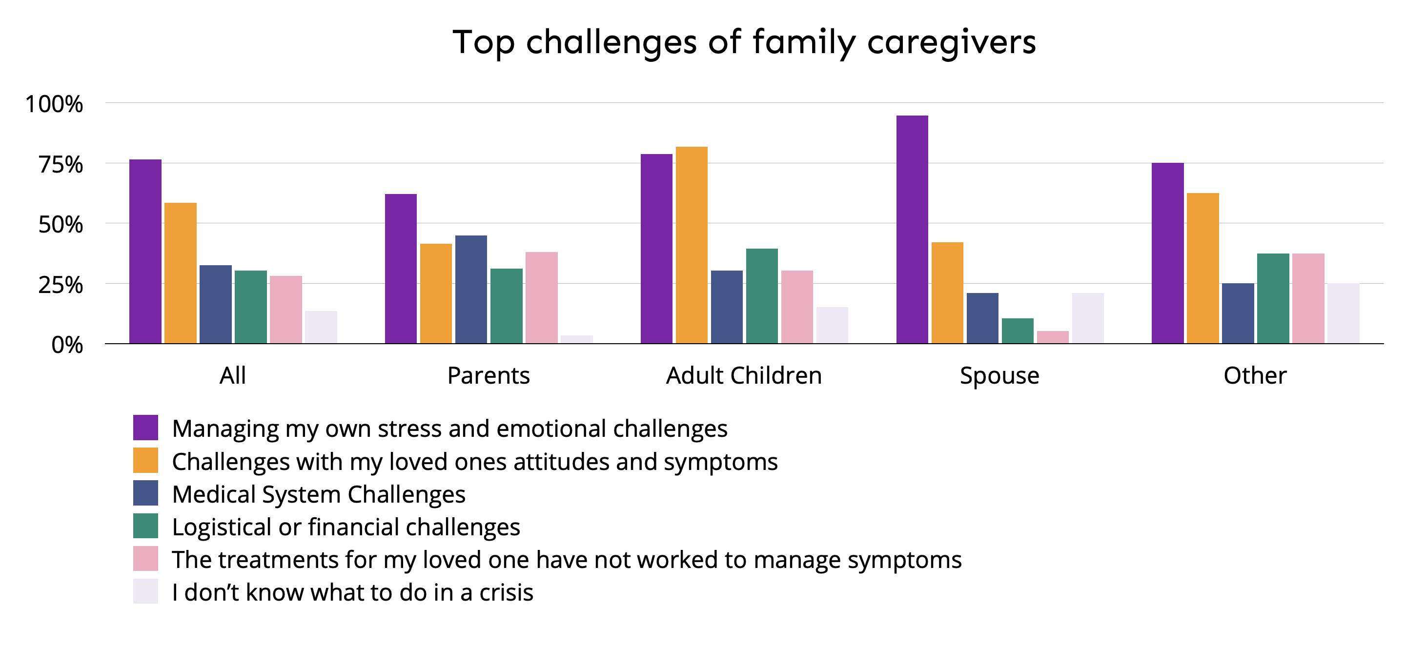 Top caregiver challenges graphic from survey