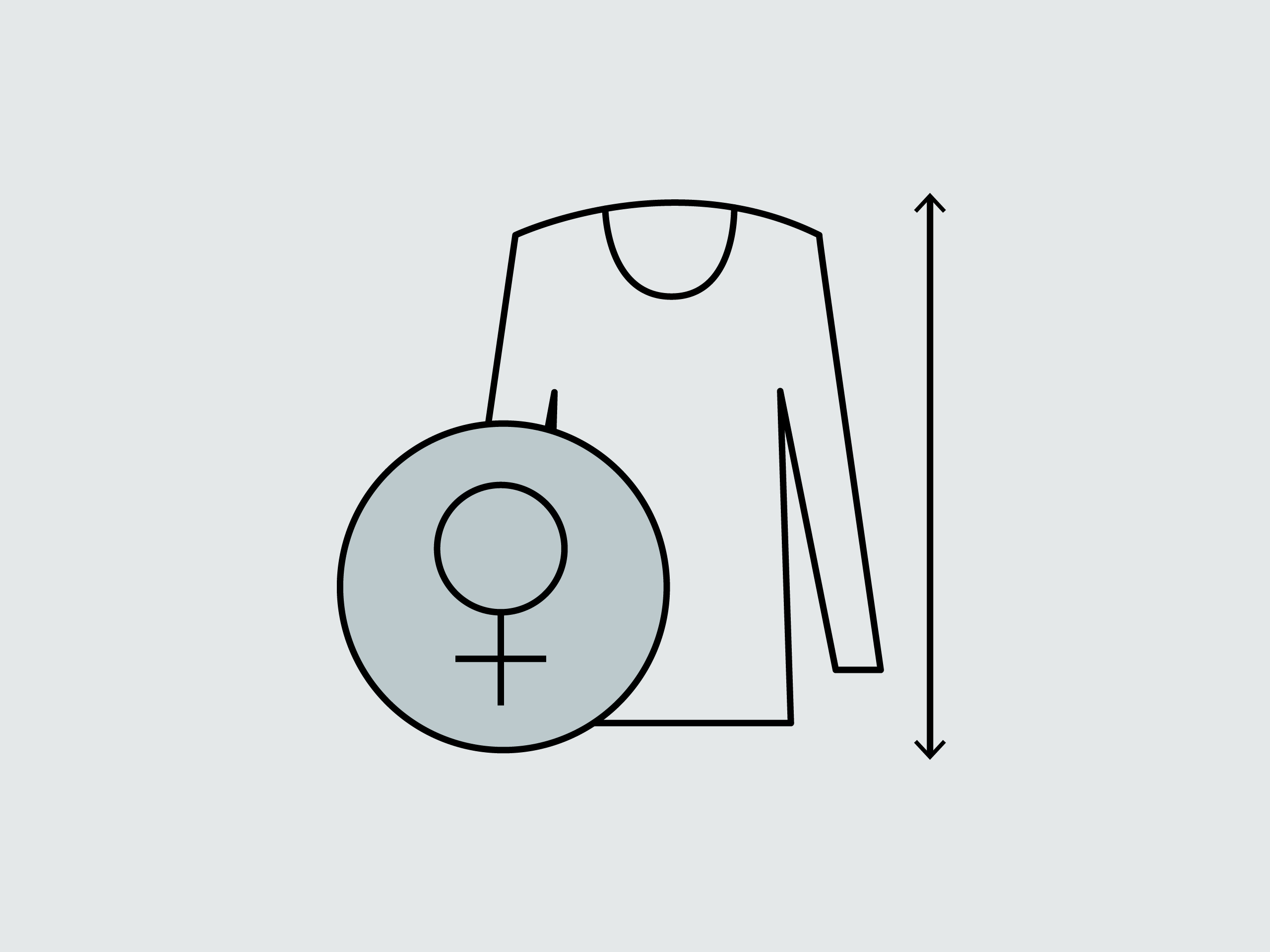 Icon mit Grössentabelle zum Thema Grössentabelle Damen.