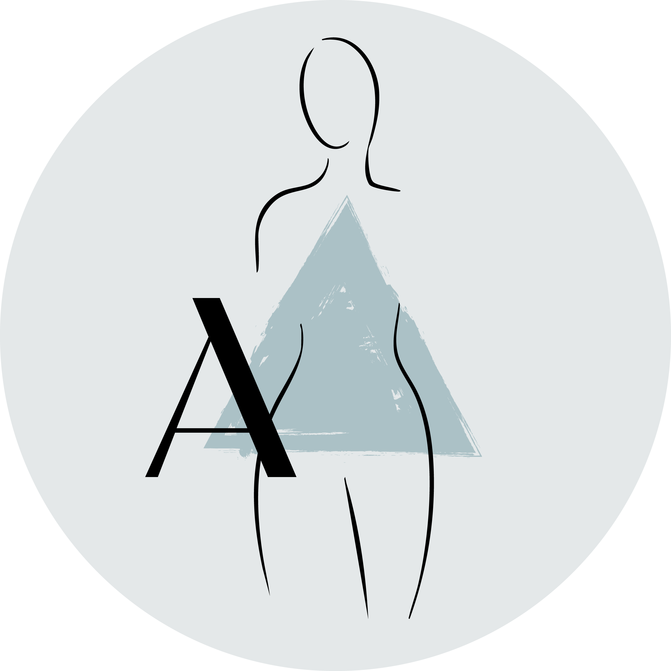 Auf einem runden hellen Hintergrund ist eine Figurine in A Typ gezeichnet.