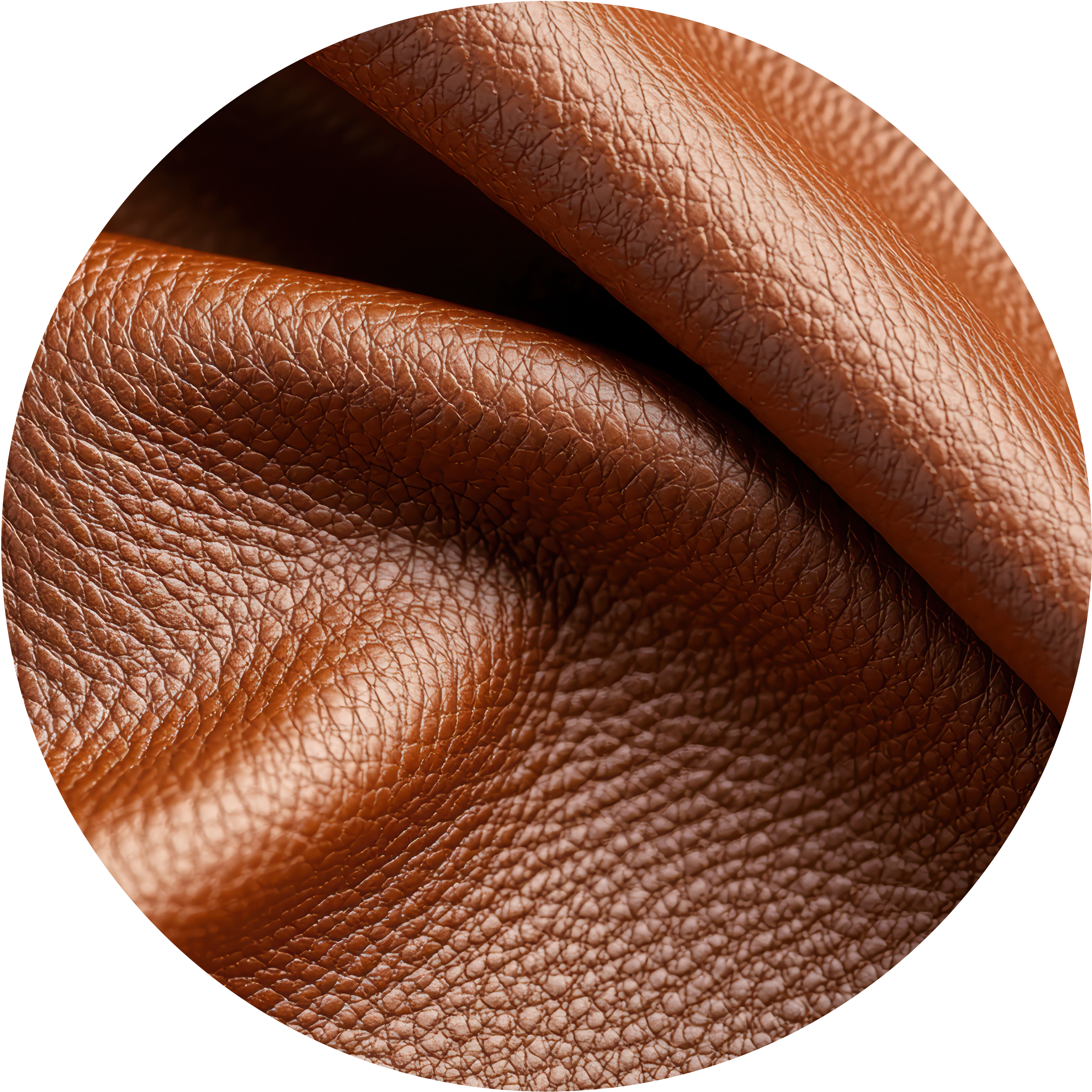 Ein Stoffmuster von Lederstoff.