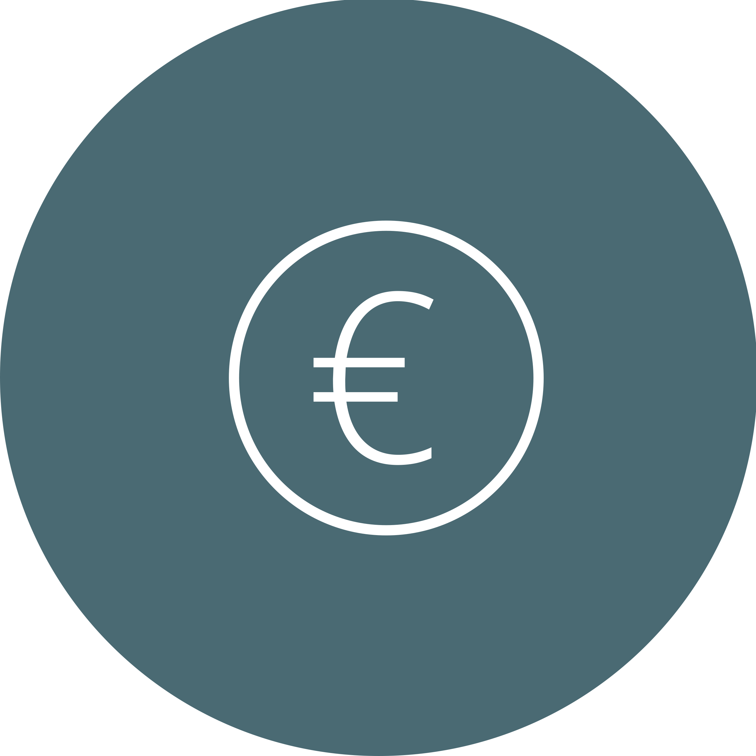 Icon eines Euros in einem petrolfarbenem Kreis.