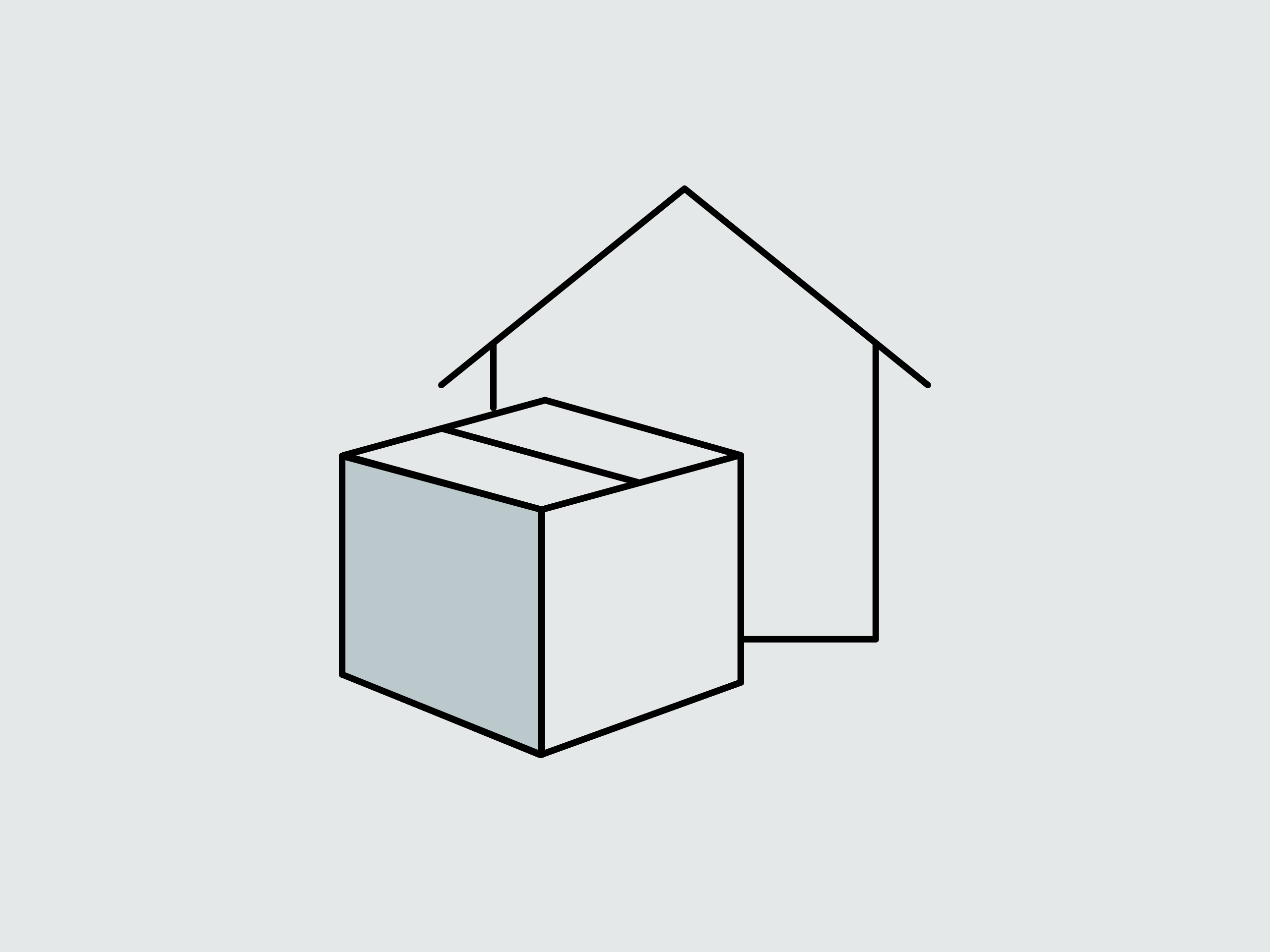 Icon mit Haus und Paket zum Thema Hermes Paketshop.