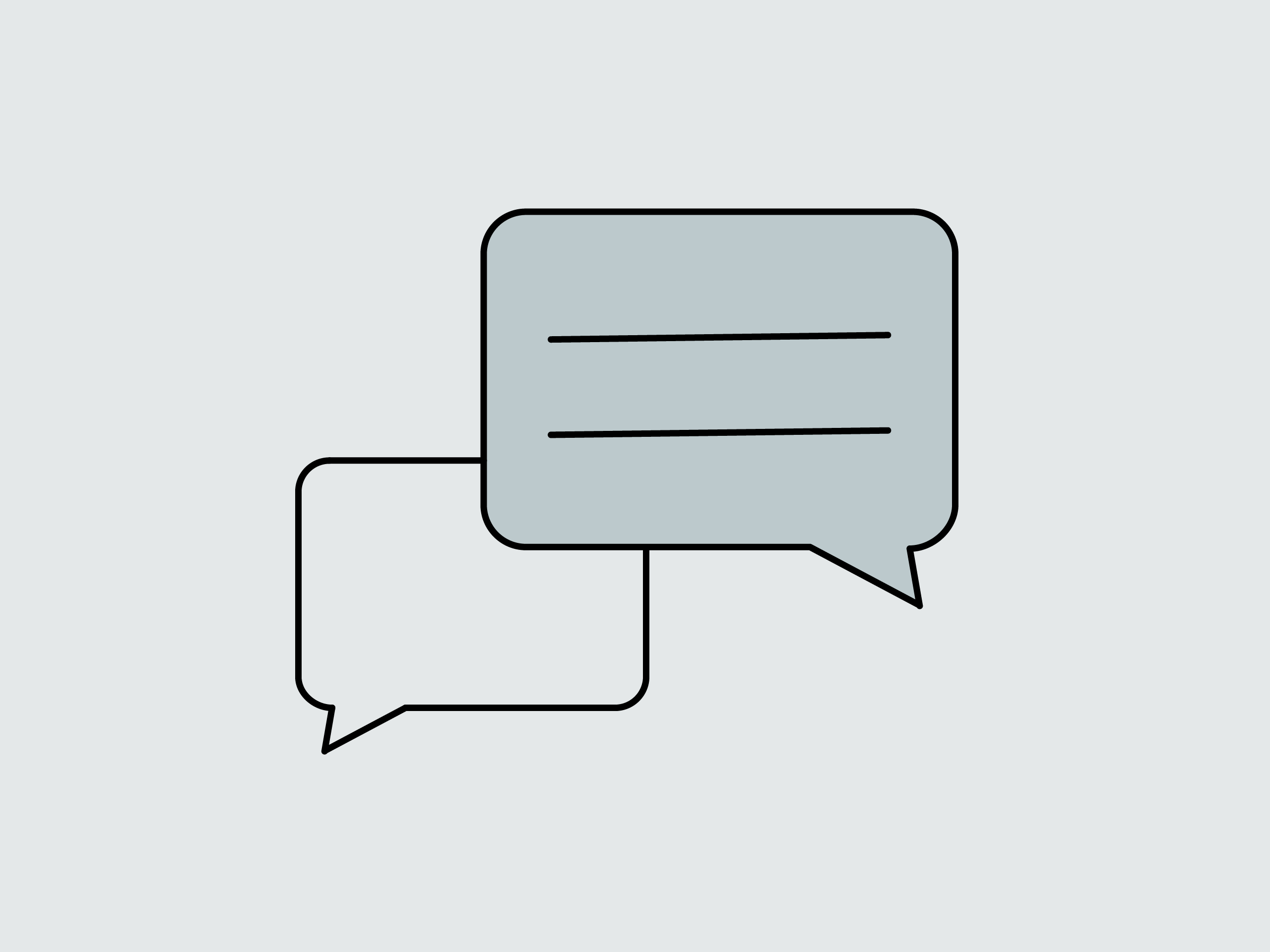 Icon mit zwei Sprechblasen zum Thema Kontakt.