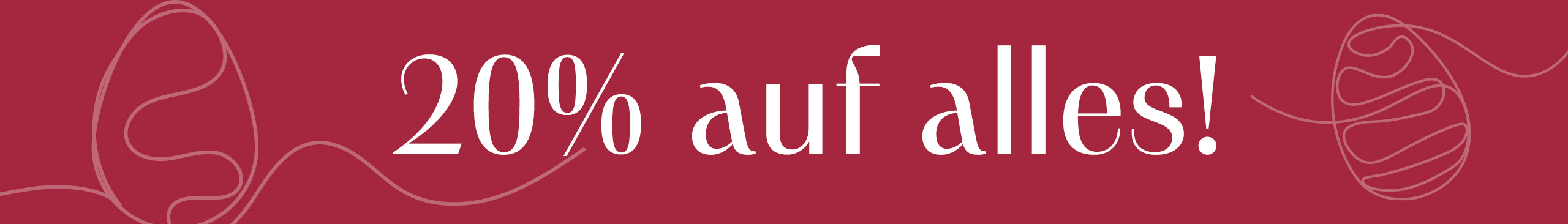 Roter Hintergrund mit weißen Linien, die Ostereier darstellen. Text: 'Oster-Rabatt'. Keine Personen abgebildet.