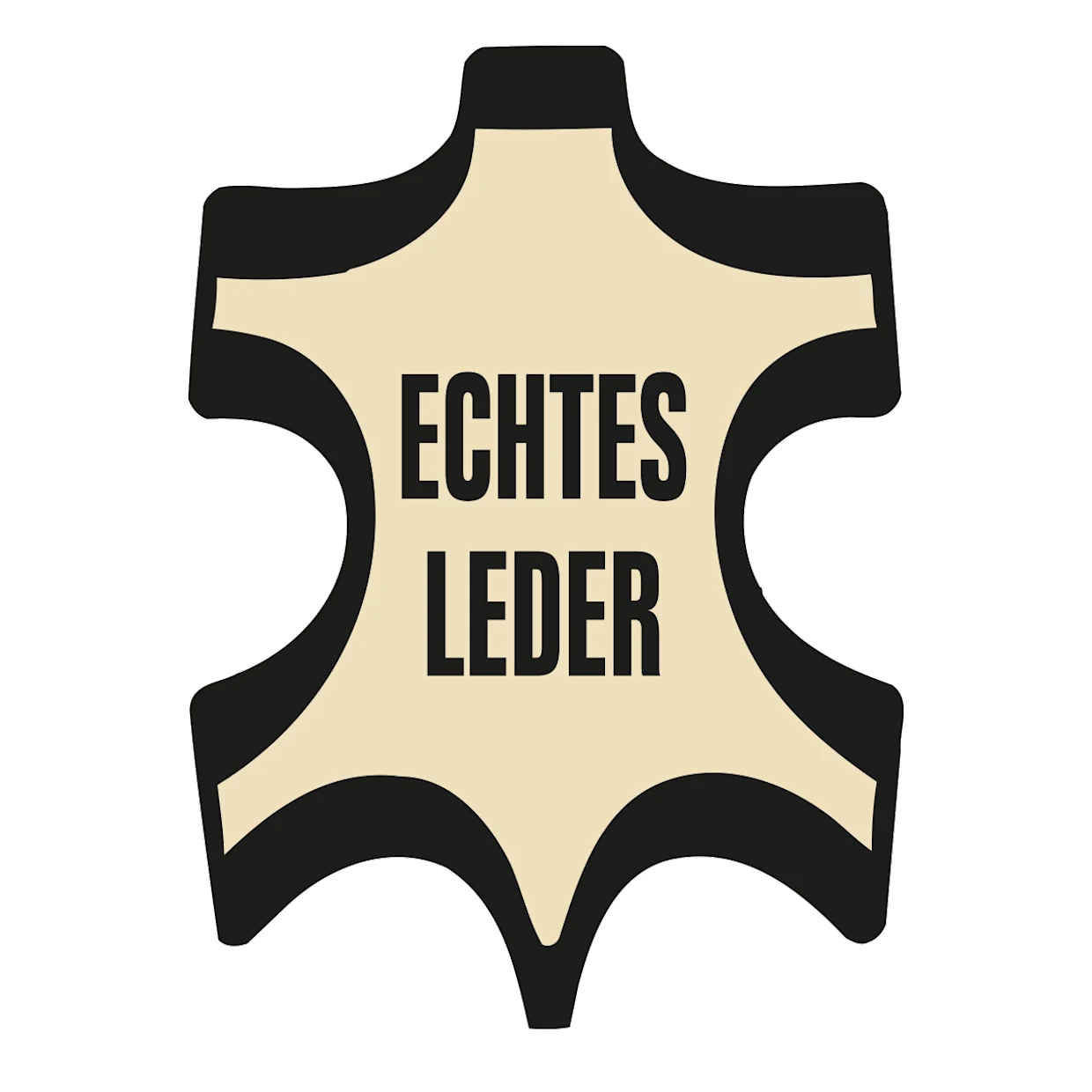Symbol in Lederoptik mit der Aufschrift 'Echtes Leder'. Symbol in Lederoptik mit der Aufschrift 'Echtes Leder'.