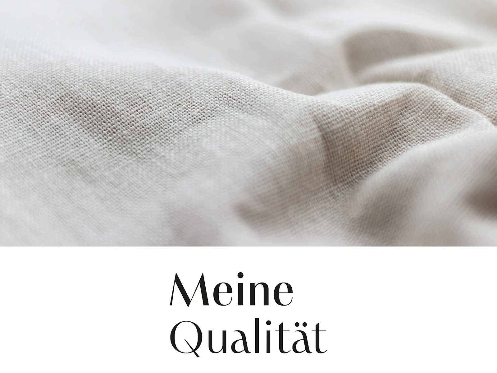 Unter einem Bild von einem Stoffmuster steht das Wort Meine Qualität.