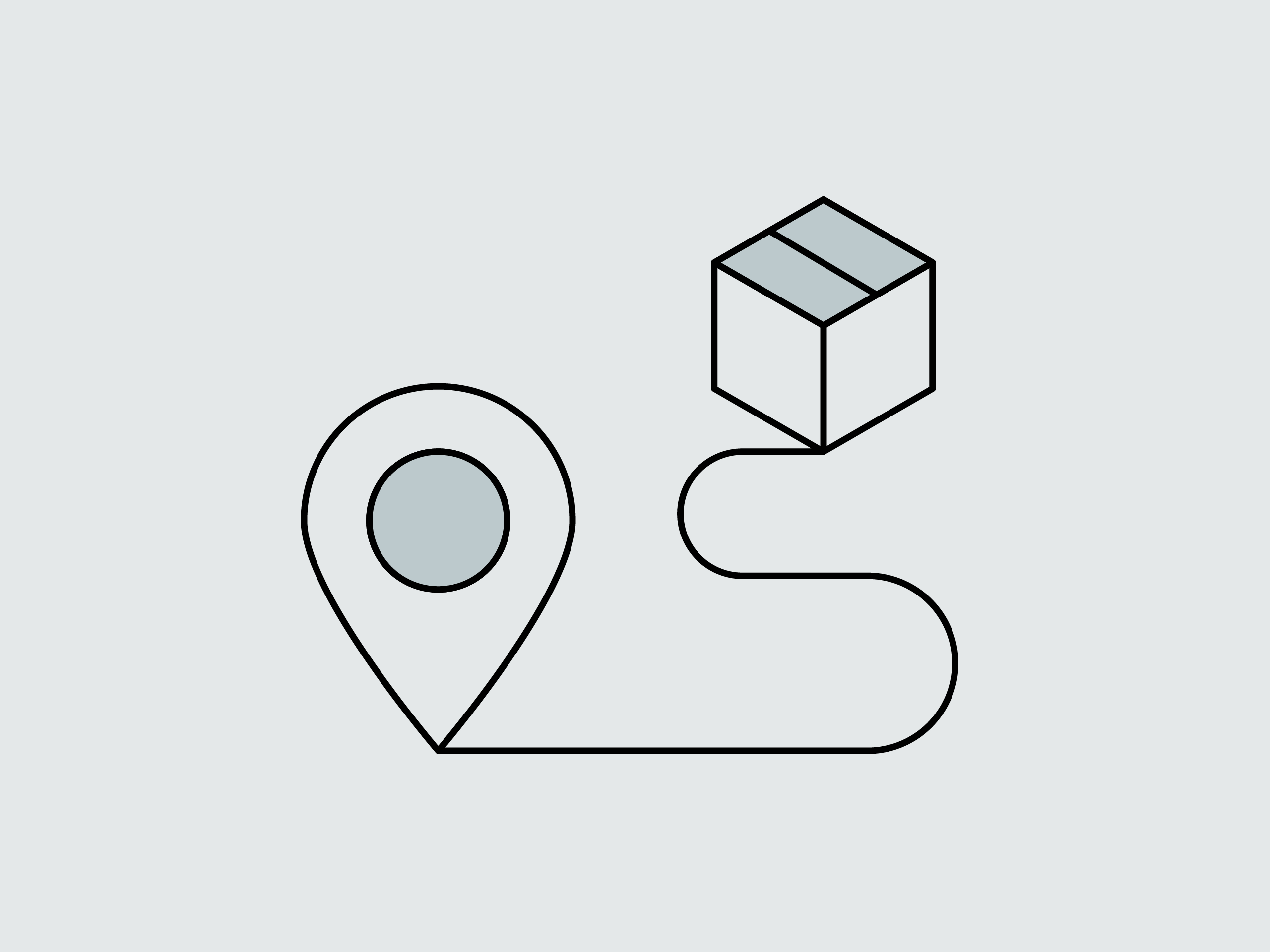 Icon mit Paket und Pin zum Thema Sendungsverfolgung.