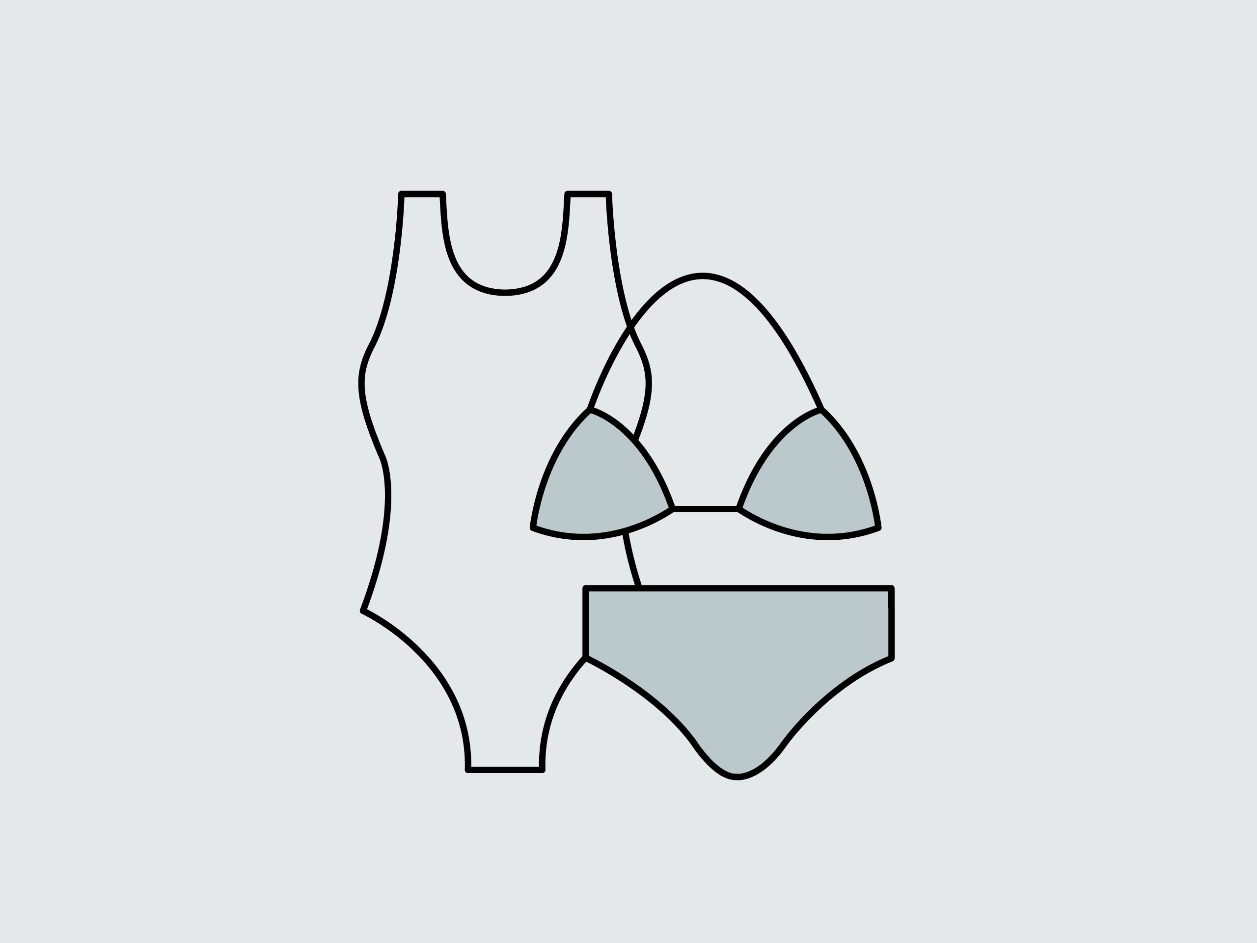 Icon mit Badeanzug und Bikini zum Thema Bademodenberatung.