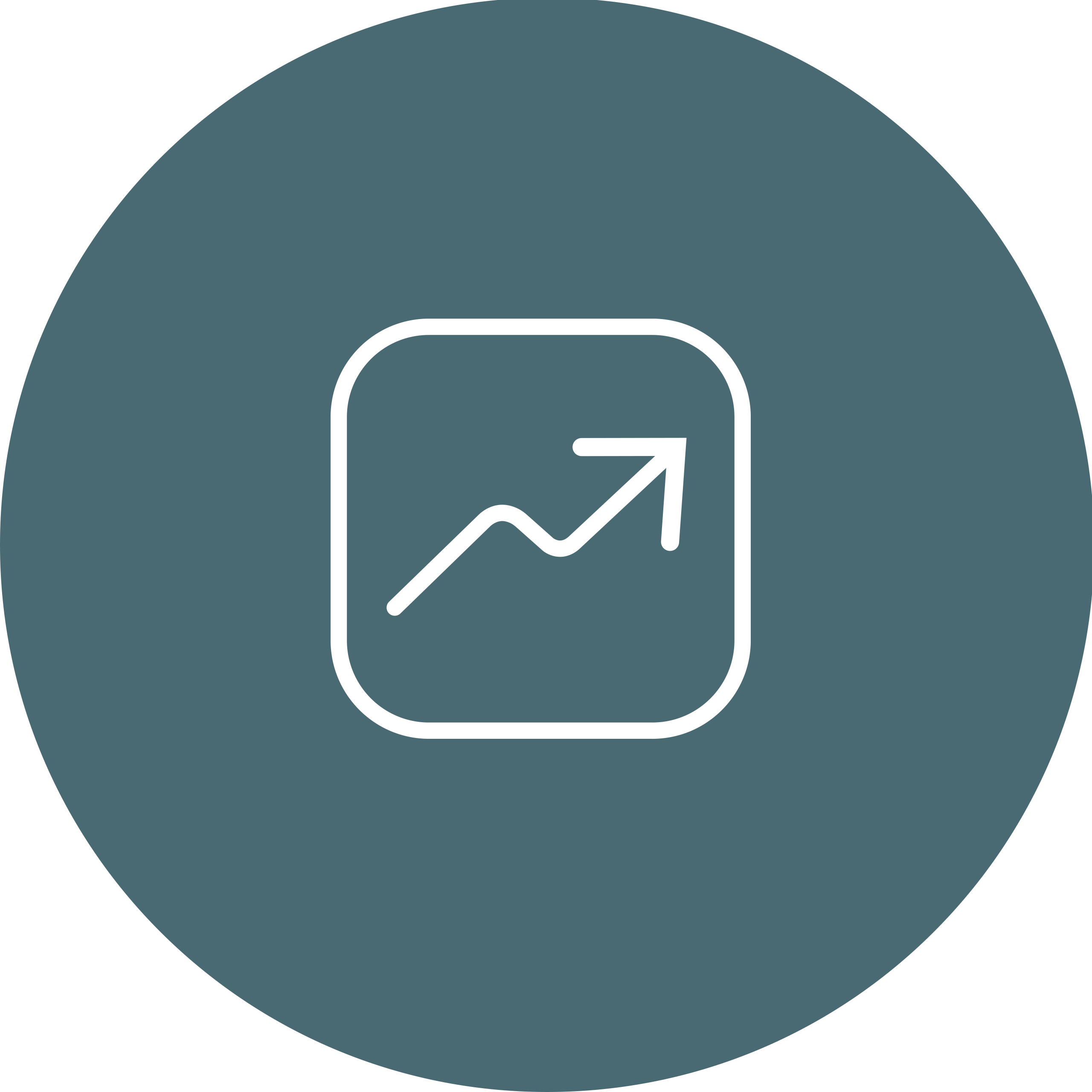 Icon eines Trendpfeils in einem petrolfarbenem Kreis.