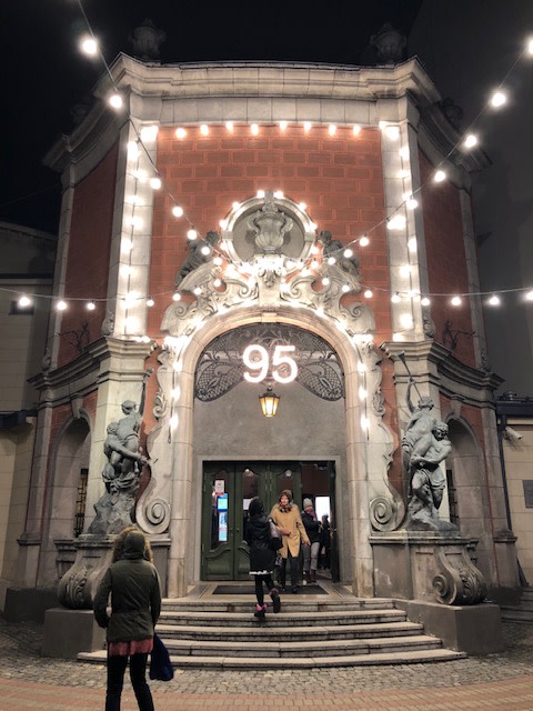 Entrance of the theatre at night