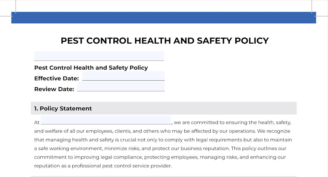 Free Pest Control Health & Safety Policy Template (+PDF Download