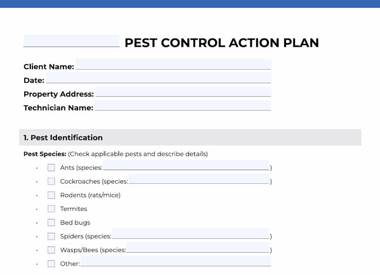 Pest Control Action Plan Examples Pest Control Action Plan Template (+Free PDF Download) | FieldRoutes