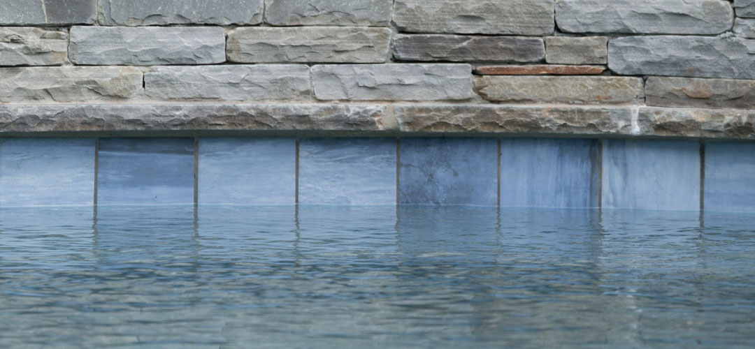 NPT Waterfall Angel Pool Tile, Silver Stacked Stone