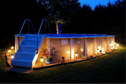 above ground swimming pool at night