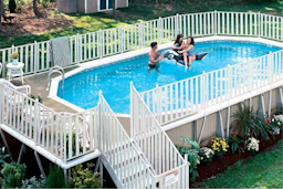 above ground swimming pool with deck