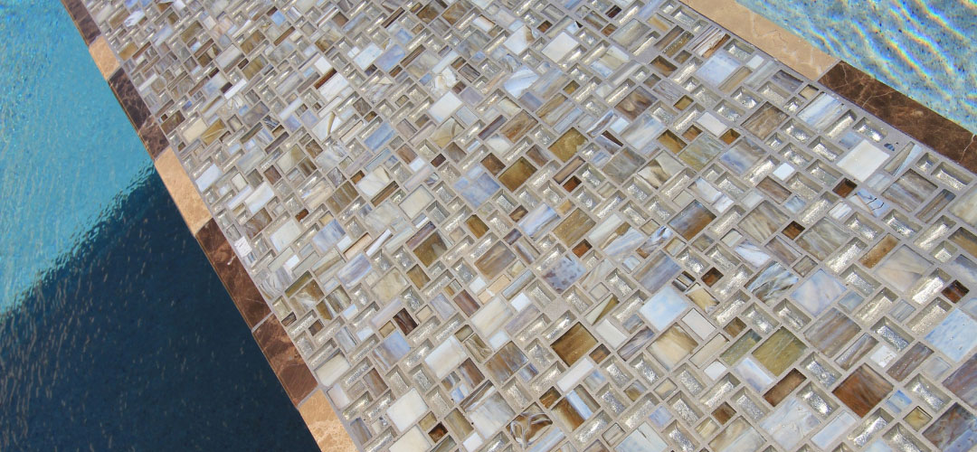NPT Cosmopolitan Latte Silver Mosaic Glass Pool Tile
