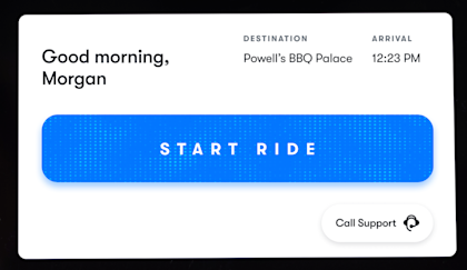 Waymo One in-car display with screen showing 
